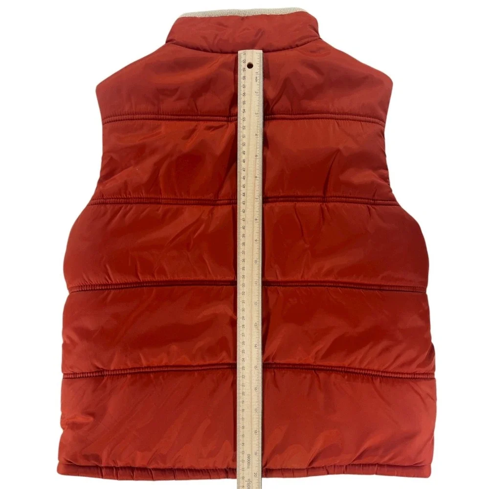 Gymboree Kids Vest M 7-8 Orange Cream Quilted Fleece Lined Snap Puffer Outdoor